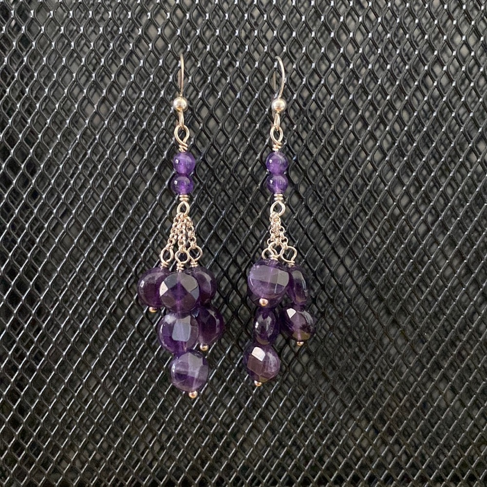 Amethyst Beaded Dangling Earrings